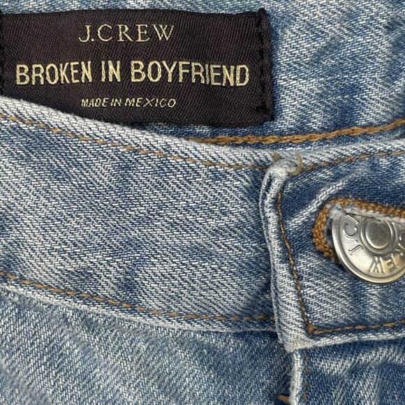 J Crew Broken in Boyfriend Jeans Womens Size 29 Blue Distressed Cotton Casual - Picture 3 of 11